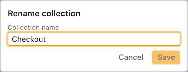The rename collection dialog