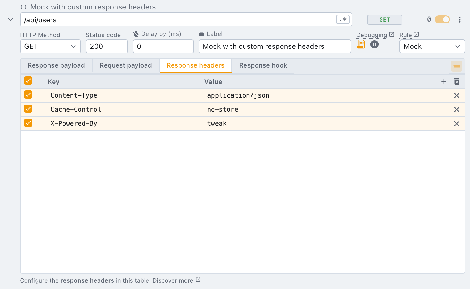 headers table editor in tweak