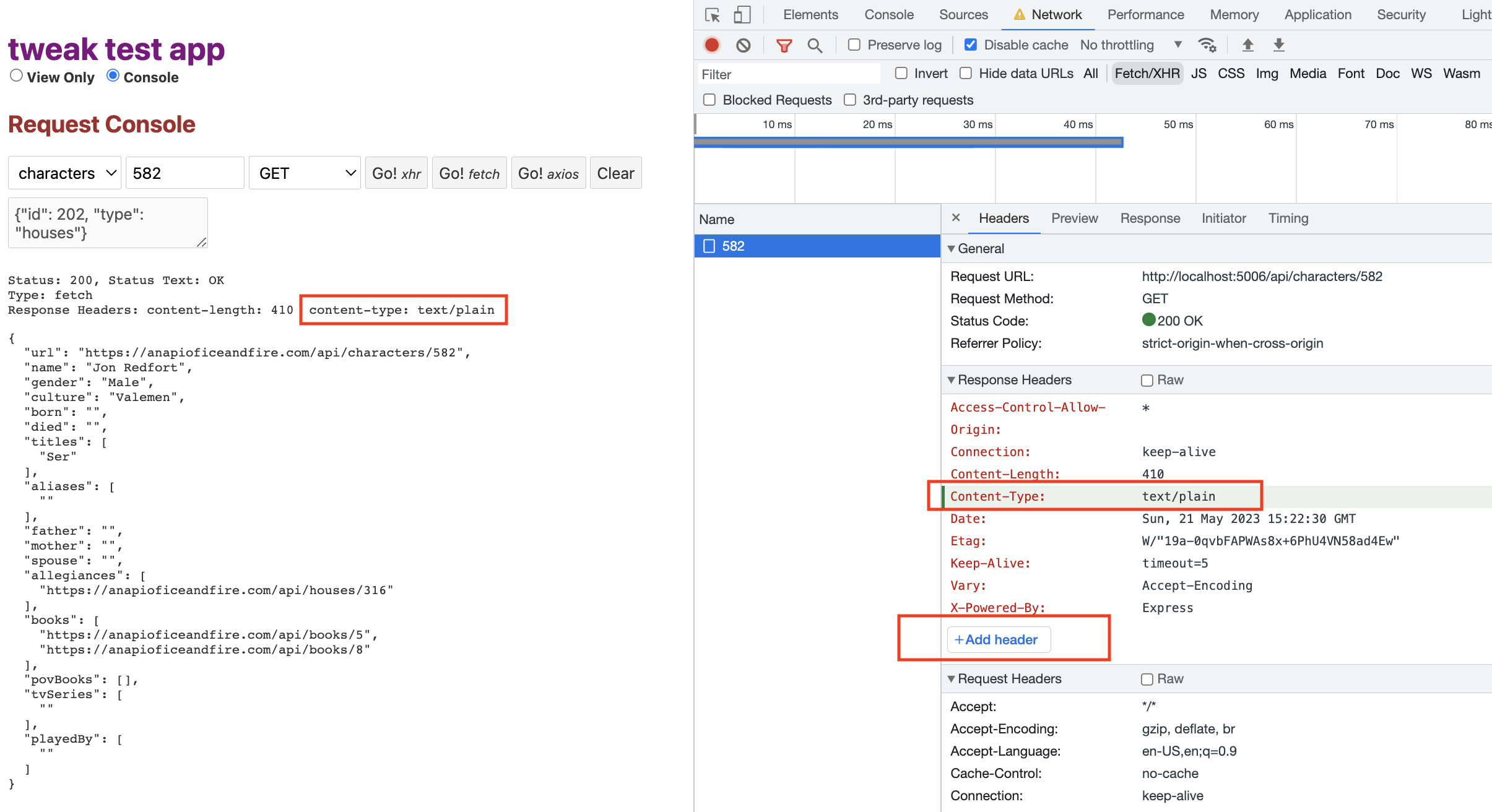 example override response header