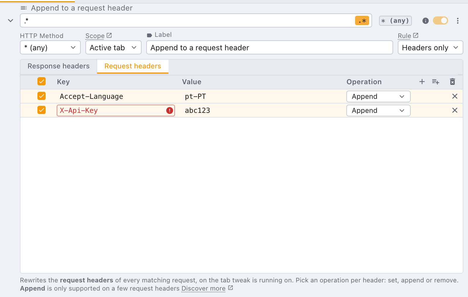 an append that the browser refuses appending outside the allowlist