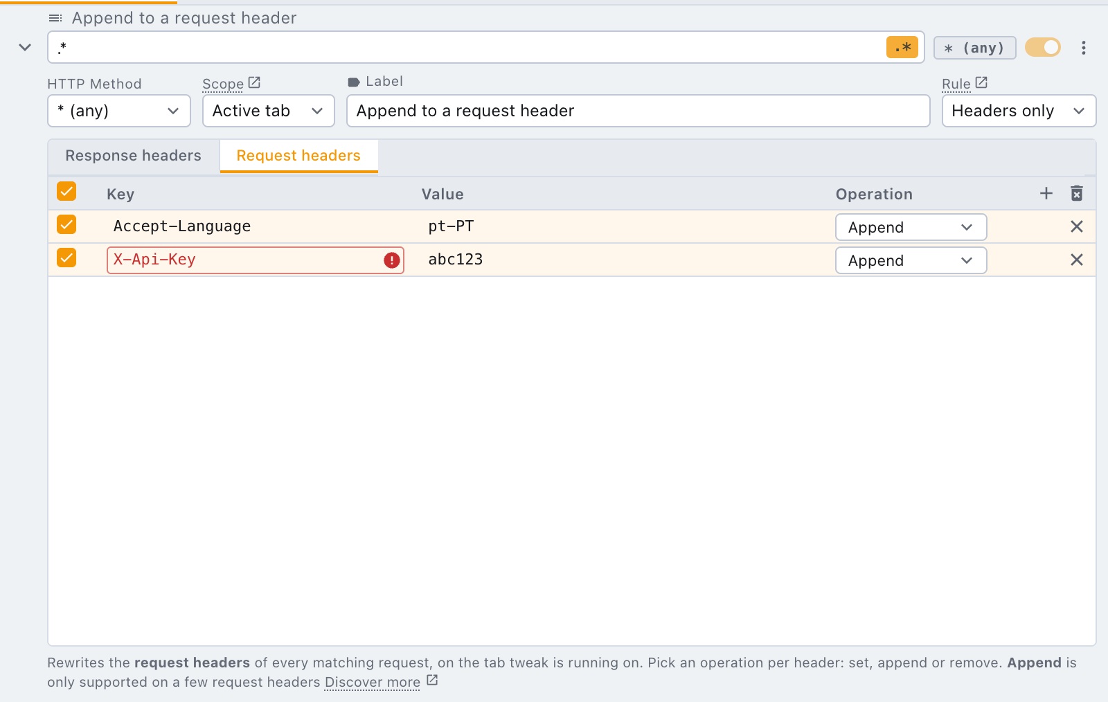 an append that the browser refuses appending outside the allowlist
