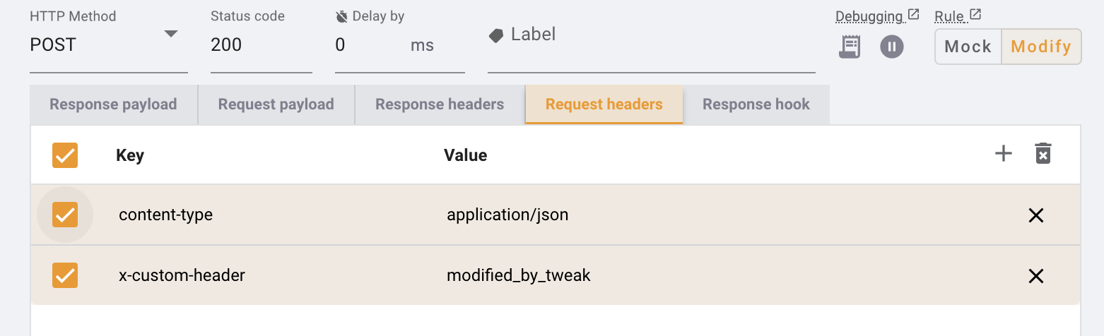 modify rule interface changes