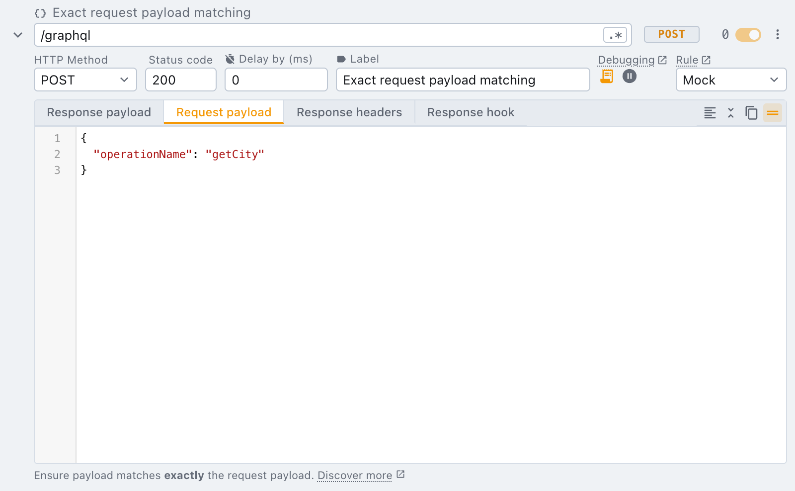 partial request payload matching is disabled partial request payload matching is disabled