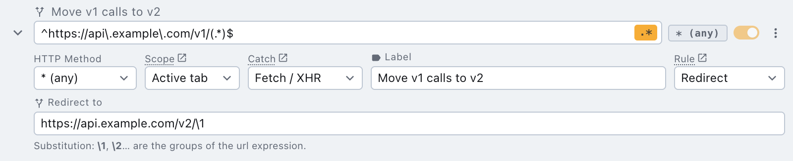 moving v1 calls to v2 with a capture group a regex substitution redirect