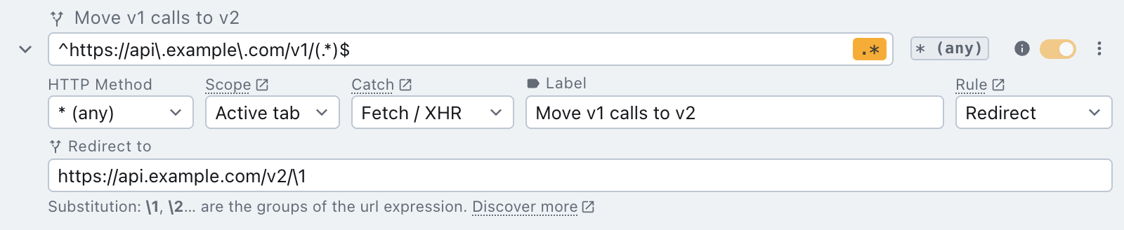 moving v1 calls to v2 with a capture group a regex substitution redirect