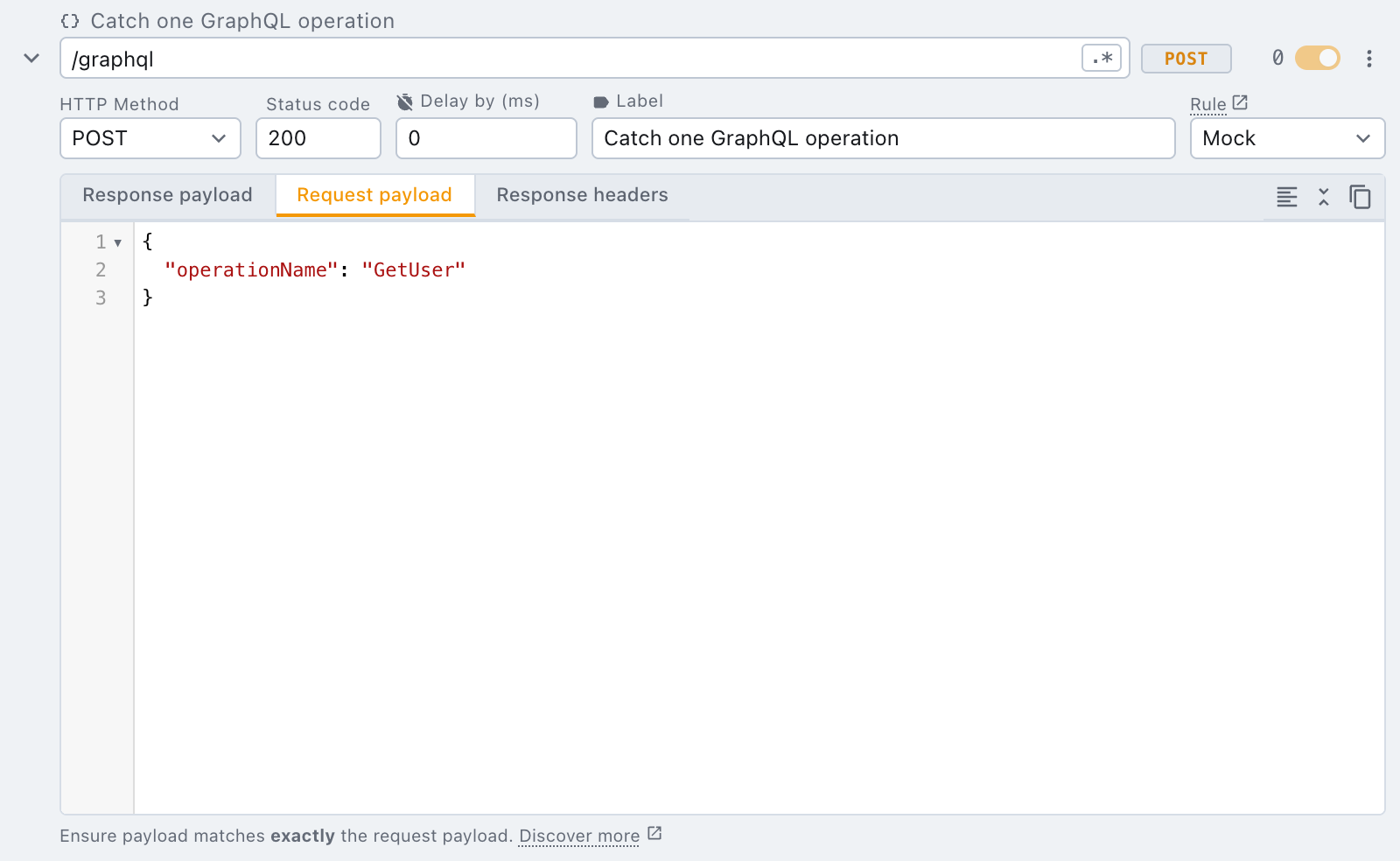 request payload with a mock rule request payload with a mock rule