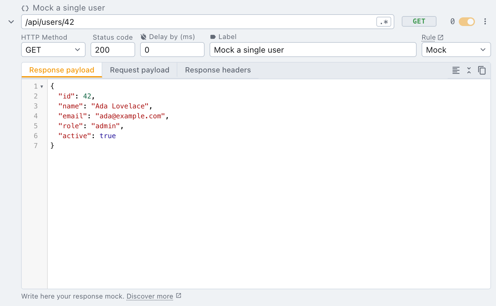 response payload editor